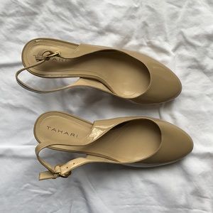 Beige/nude Tahari Carolyn sling back pump patent leather